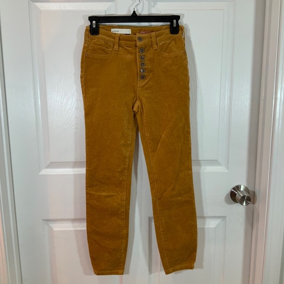 Anthropologie Pilcro Corduroy Skinny Button Fly Boho Pants Size 26 - Picture 1 of 10
